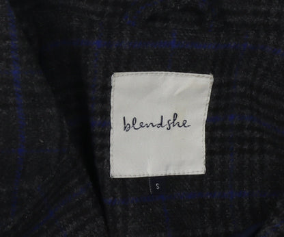 Blendshe Women's Blue Plaid Mid-Length Overcoat, Size S