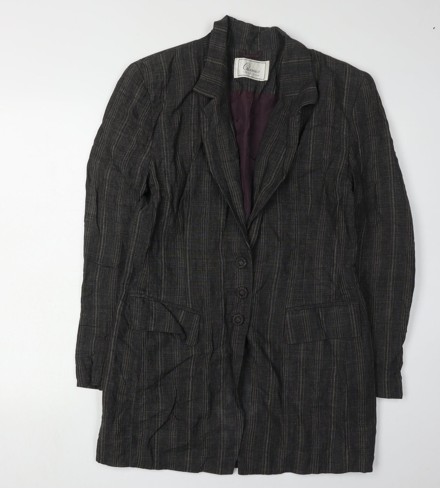 St Bernard Women's Black Striped Blazer Size 14