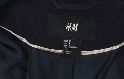 H&M Women's Black Blazer Shawl Lapel Size 6 Regular Fit