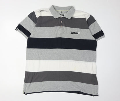 McKenzie Men's Grey Striped Polo Shirt XL