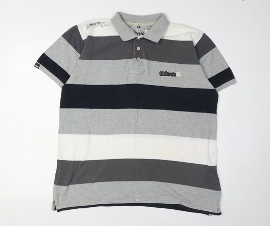McKenzie Men's Grey Striped Polo Shirt XL