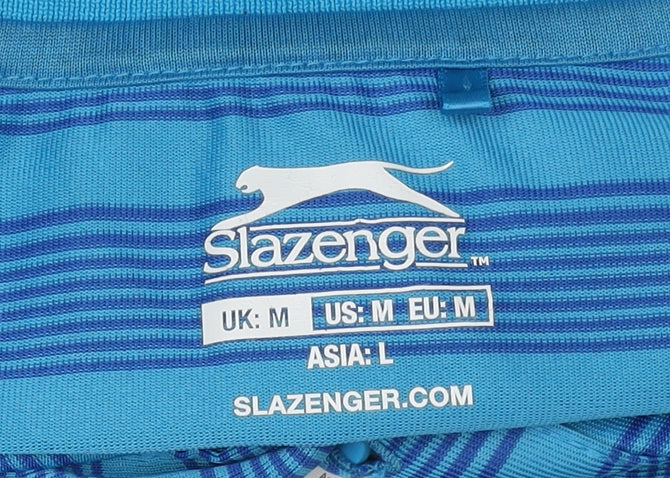 Slazenger Men's Blue Striped Polo, Medium