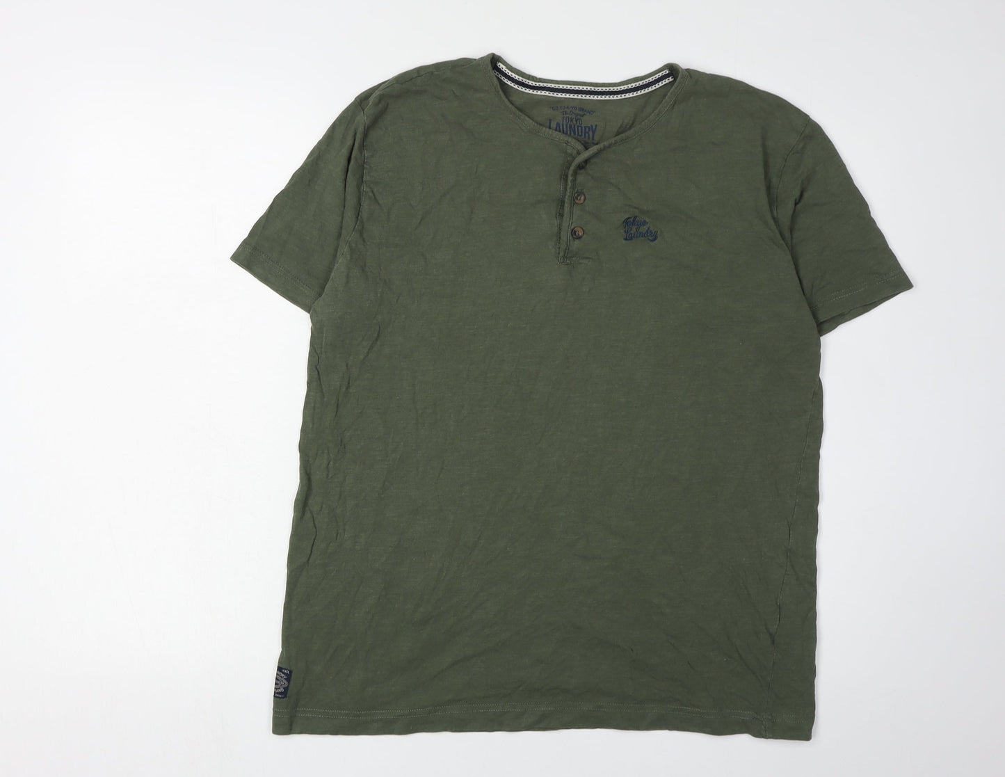 Tokyo Laundry Men's Green Henley T-Shirt L