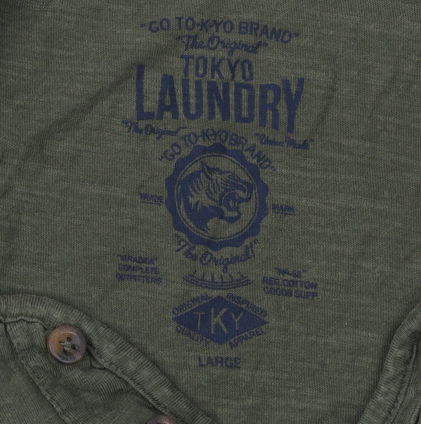 Tokyo Laundry Men's Green Henley T-Shirt L