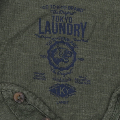 Tokyo Laundry Men's Green Henley T-Shirt L