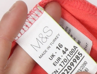 Womens UK Size 16 Marks and Spencer Red Basic T-Shirt