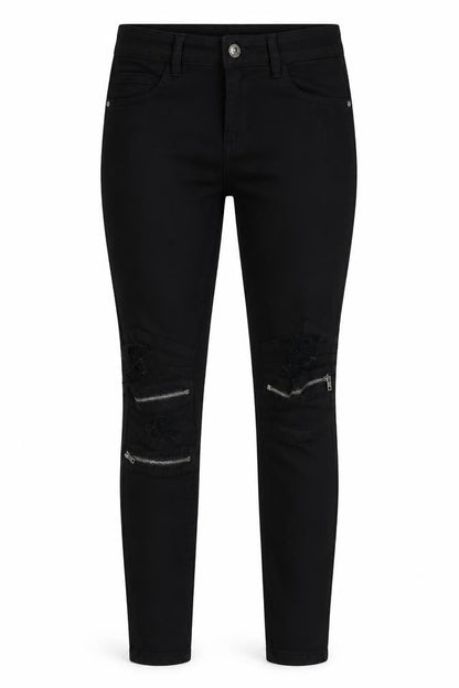 Womens UK Size S Queen Hearts Slim Fit Skinny Black Jeans