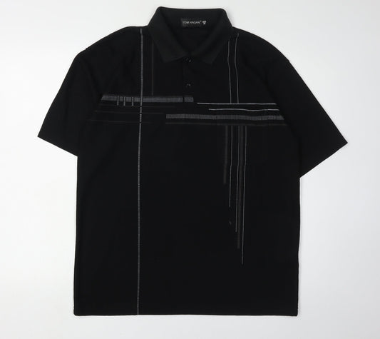 Tom Hagan Men's Black Polo, Medium, Short Sleeve