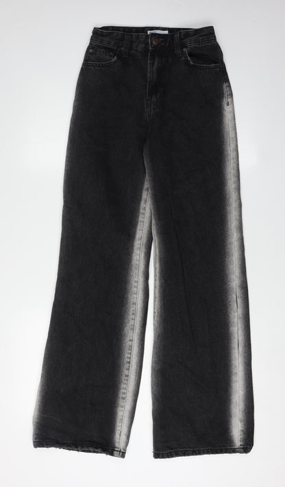 Bershka Women's Black Wide-Leg 90s Jeans Size 6