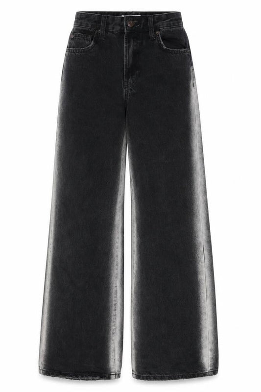 Womens UK Size 6 Bershka  Wide-Leg Black Jeans