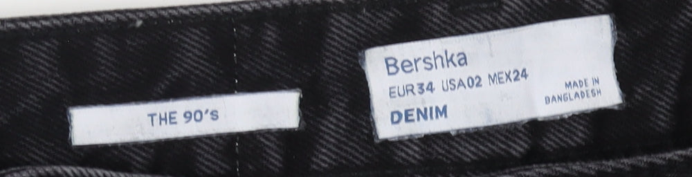Bershka Women's Black Wide-Leg 90s Jeans Size 6