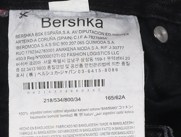 Bershka Women's Black Wide-Leg 90s Jeans Size 6