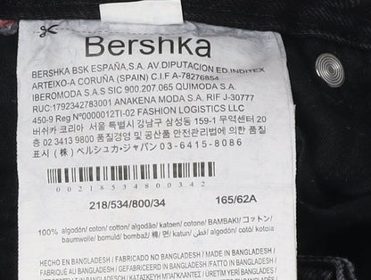 Bershka Women's Black Wide-Leg 90s Jeans Size 6