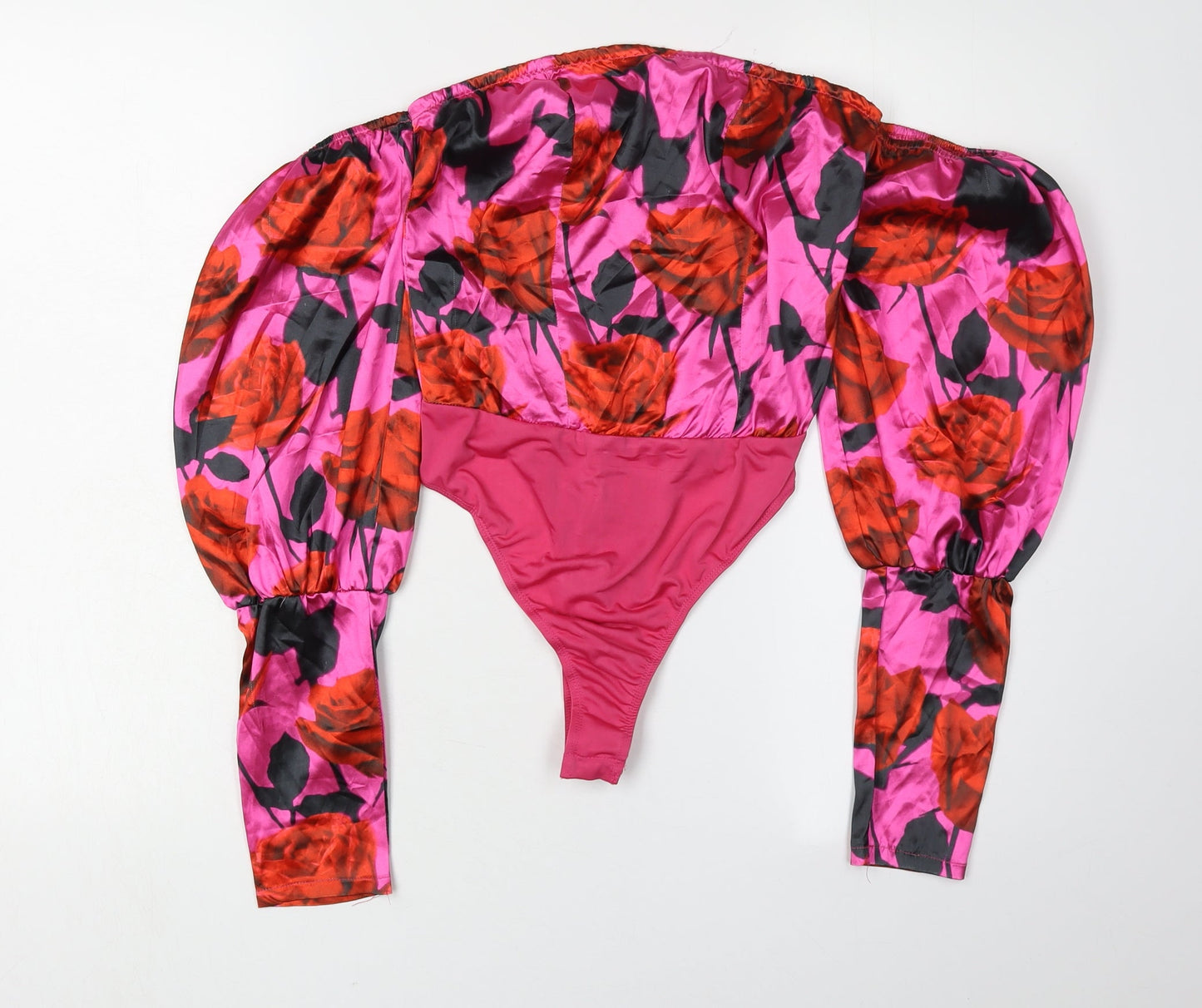 PrettyLittleThing Women's Pink Floral Bodysuit, Size 6