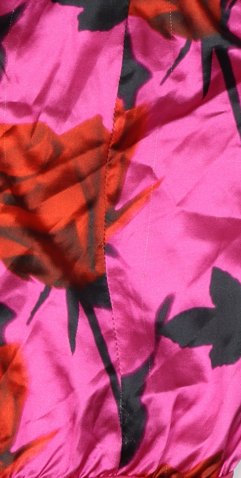 PrettyLittleThing Women's Pink Floral Bodysuit, Size 6