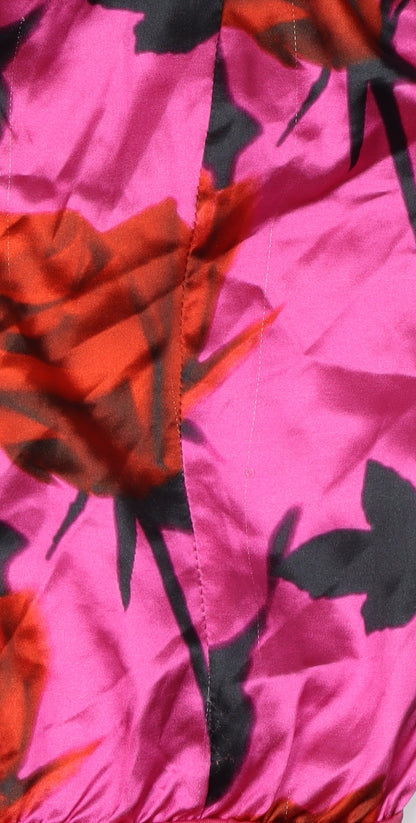 PrettyLittleThing Women's Pink Floral Bodysuit, Size 6