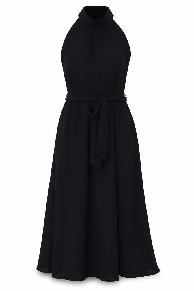 Next Women's Black A-Line Midi Dress Size 10