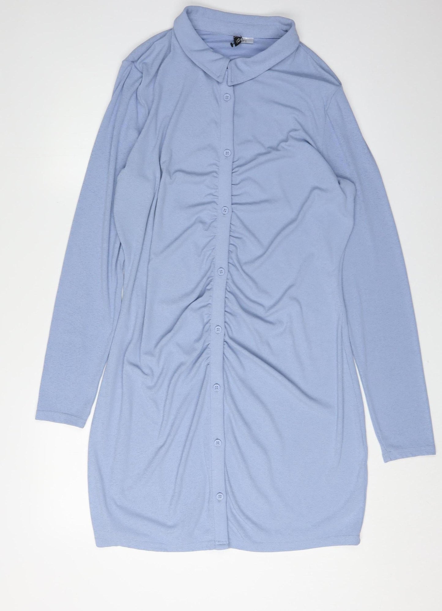 H&M Women's Blue Long Sleeve Shirt Dress XL