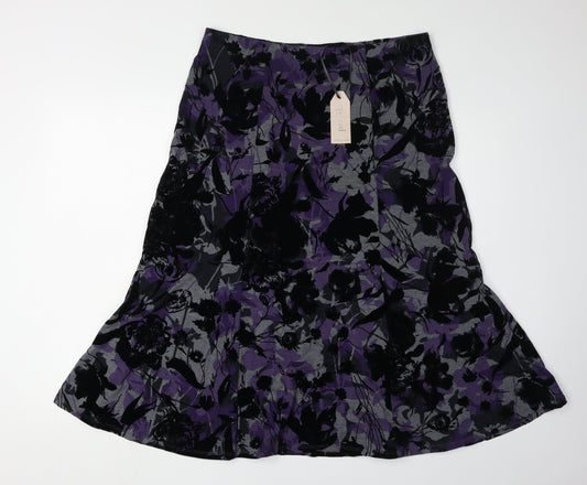 BHS Women's Purple Floral Skirt, Size 14, New with Tags