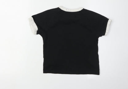 Adidas Girls Black T-Shirt, Logo Accent, 4-5 Years