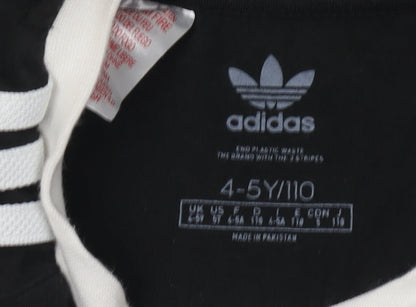 Adidas Girls Black T-Shirt, Logo Accent, 4-5 Years