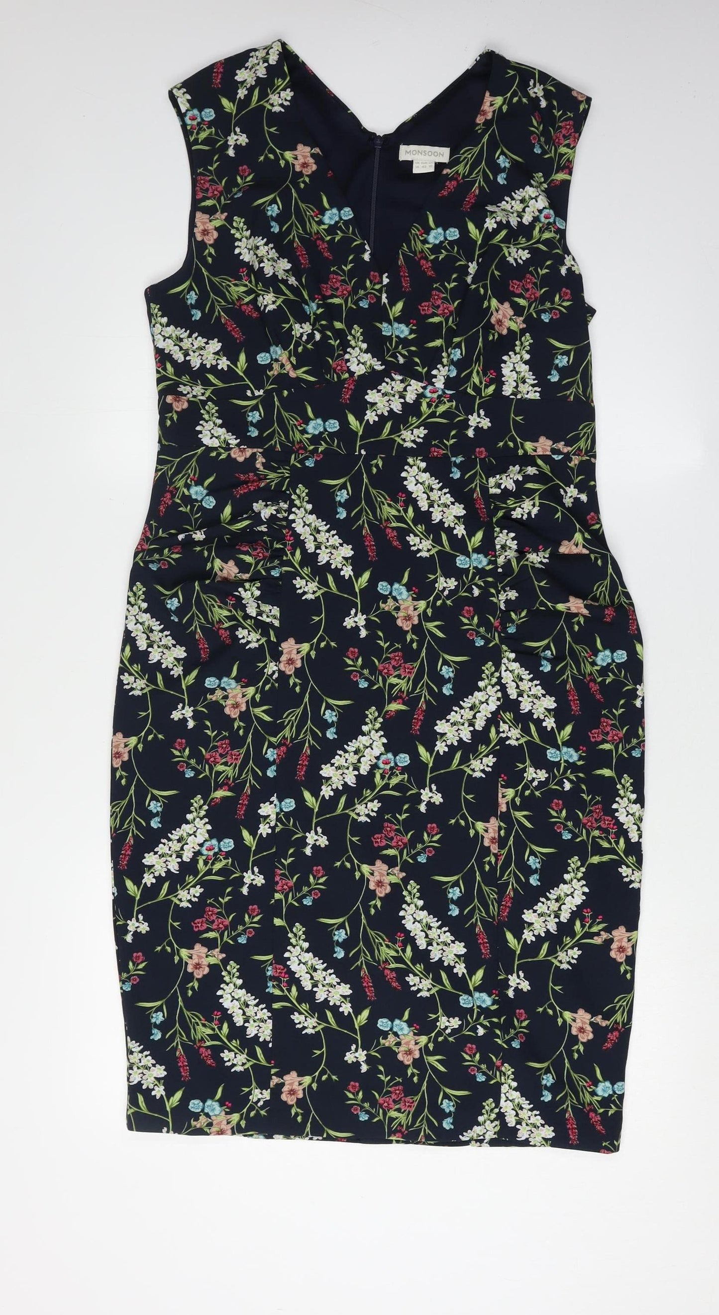 Monsoon Women's Floral Dress, Size 14, Multicoloured, Sleeveless
