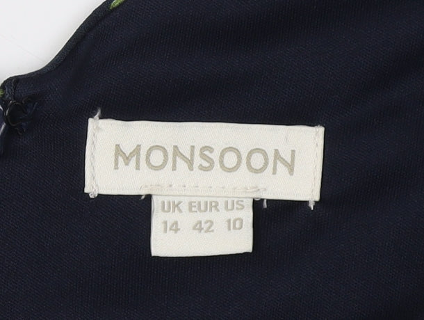 Monsoon Women's Floral Dress, Size 14, Multicoloured, Sleeveless