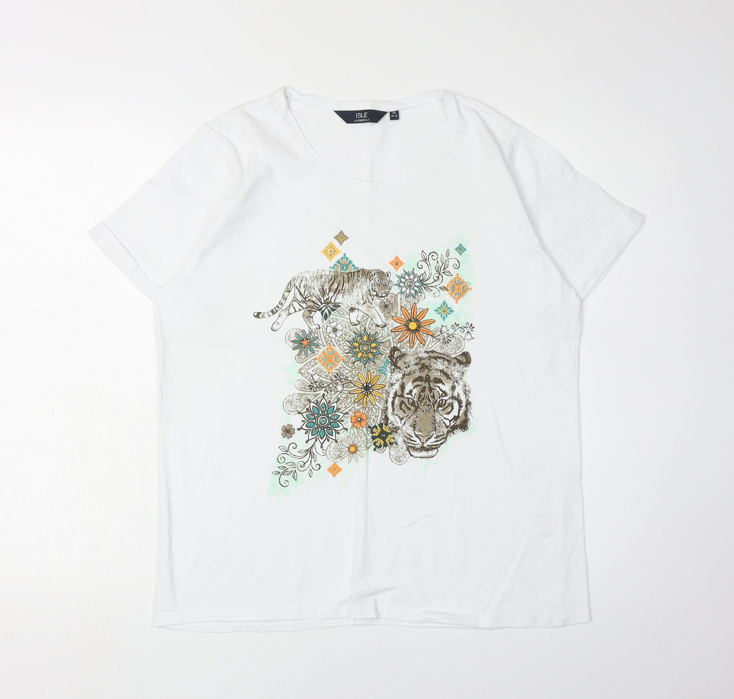 Womens UK Size M Isle Essentials White  T-Shirt