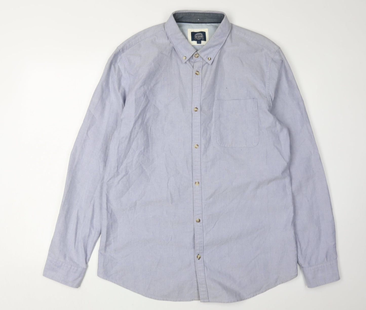 Cambridge Dry Goods Men's Blue Button-Up Shirt L