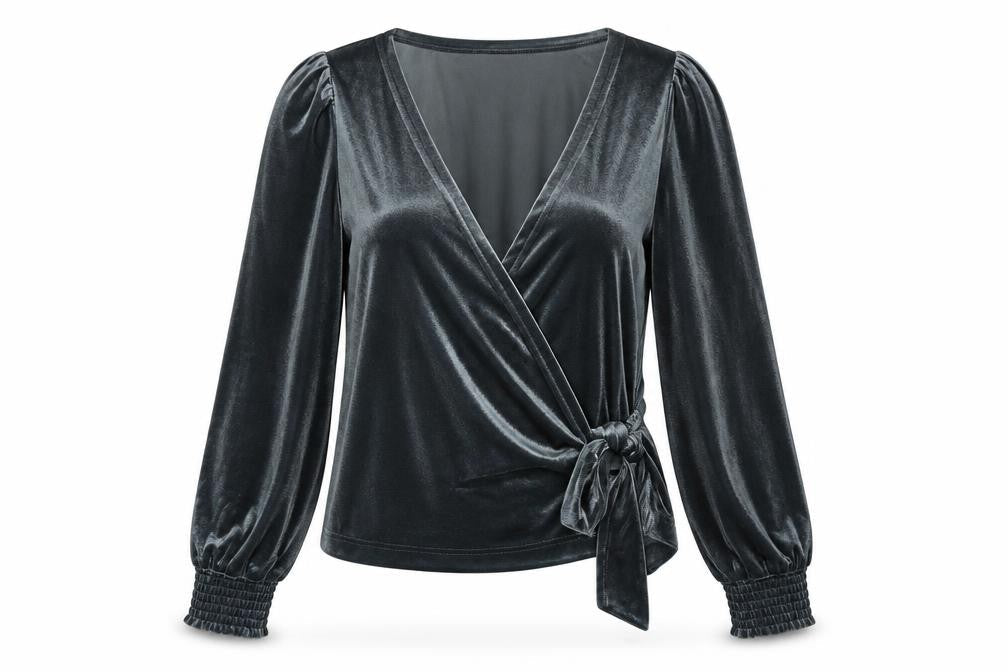 Womens UK Size 14 NEXT Grey Wrap Blouse