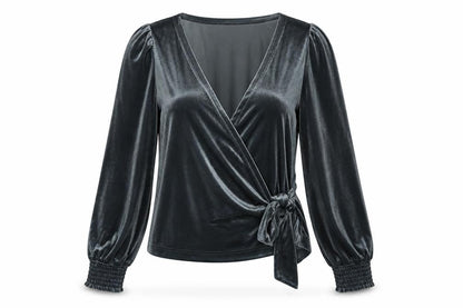 Womens UK Size 14 NEXT Grey Wrap Blouse