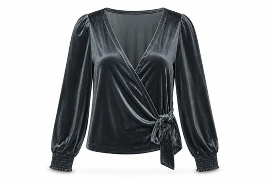 Womens UK Size 14 NEXT Grey Wrap Blouse