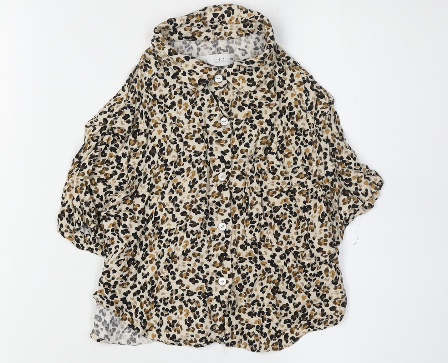 Zara Girls Animal Print Button-Up Shirt, Size 9-10