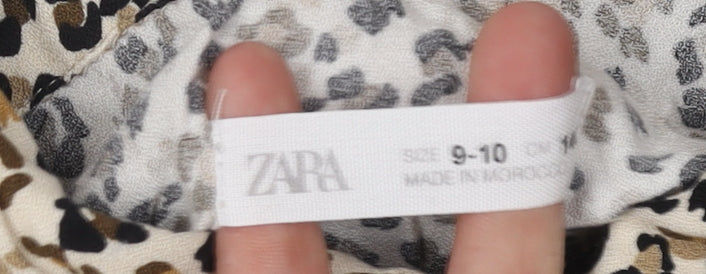 Zara Girls Animal Print Button-Up Shirt, Size 9-10
