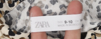 Zara Girls Animal Print Button-Up Shirt, Size 9-10