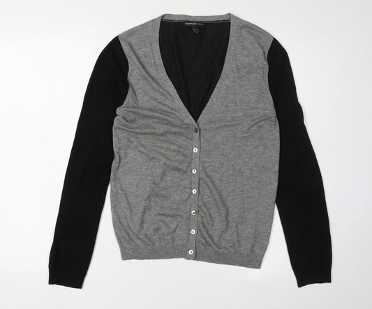 Womens UK Size 10 Mango Grey Cardigan Jumper