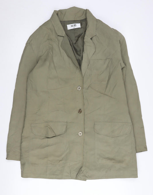 Wallis Women's Green Silk Suit Jacket, Size 12, Mid-Length
