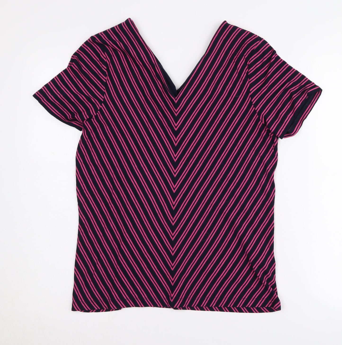 Jacques Vert Women's Multicoloured Striped V-Neck Top S