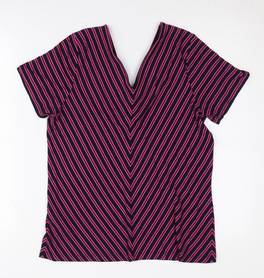 Jacques Vert Women's Multicoloured Striped V-Neck Top S