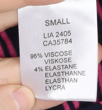 Jacques Vert Women's Multicoloured Striped V-Neck Top S