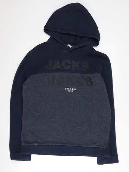 Mens UK Size M JACK & JONES Blue Pullover Hoodie