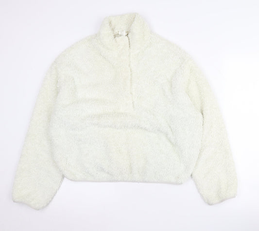 H&M Women's White Mock Neck Sweatshirt Size 12