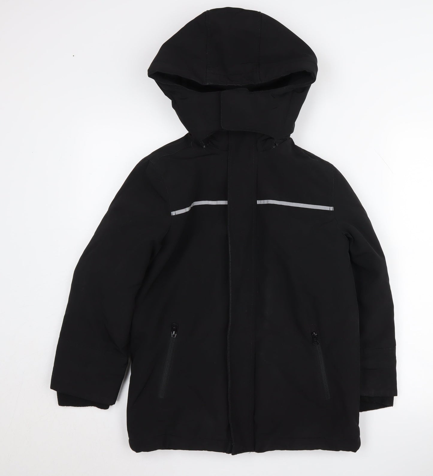 Andy & Evan Boys Black Parka Coat L Winter Hooded