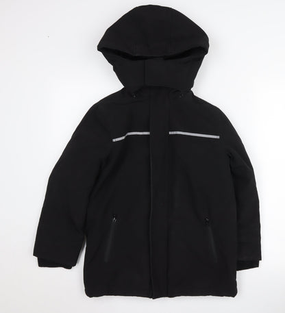 Andy & Evan Boys Black Parka Coat L Winter Hooded