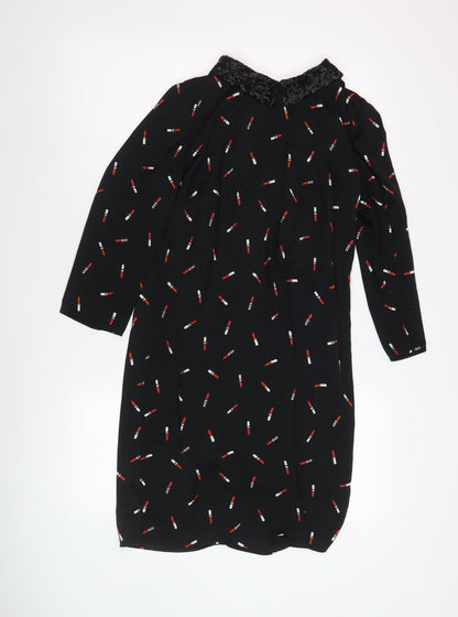 NAF NAF Women's Black Shift Dress Size 14 Sequin Accent