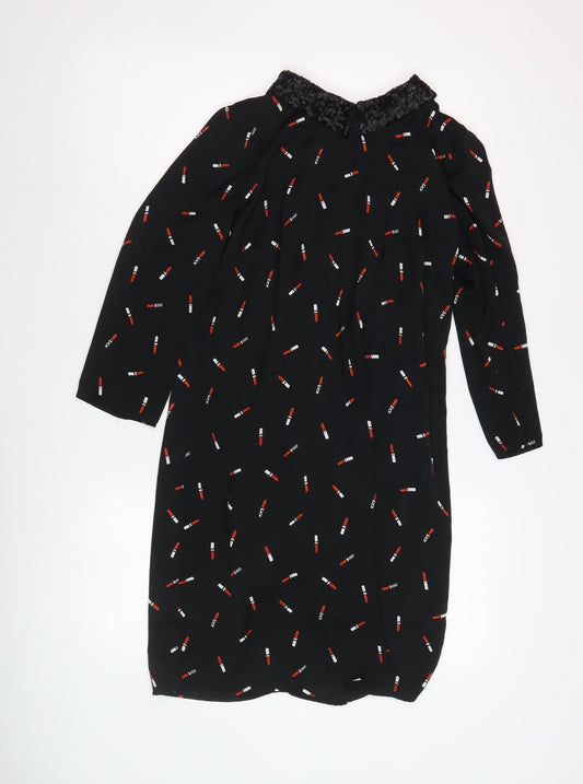 NAF NAF Women's Black Shift Dress Size 14 Sequin Accent