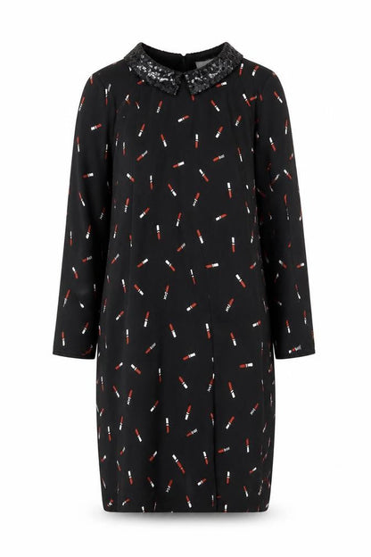 NAF NAF Women's Black Shift Dress Size 14 Sequin Accent