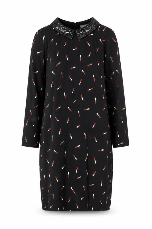 NAF NAF Women's Black Shift Dress Size 14 Sequin Accent