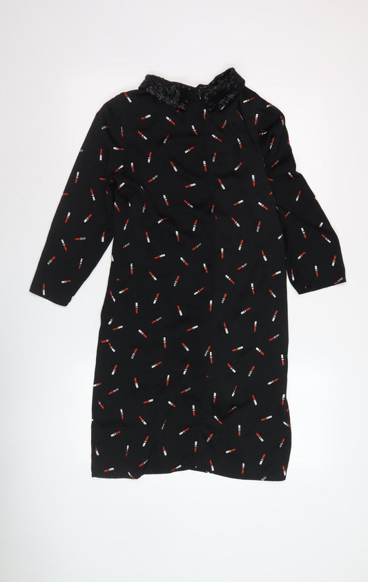 NAF NAF Women's Black Shift Dress Size 14 Sequin Accent