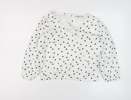 Abercrombie White Polka Dot Teen Long Sleeve Top
